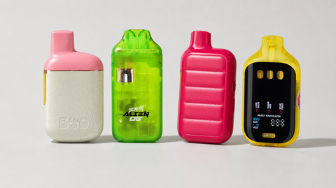 Four disposable all-in-one cannabis vapes carried at PEPE Cannabis
